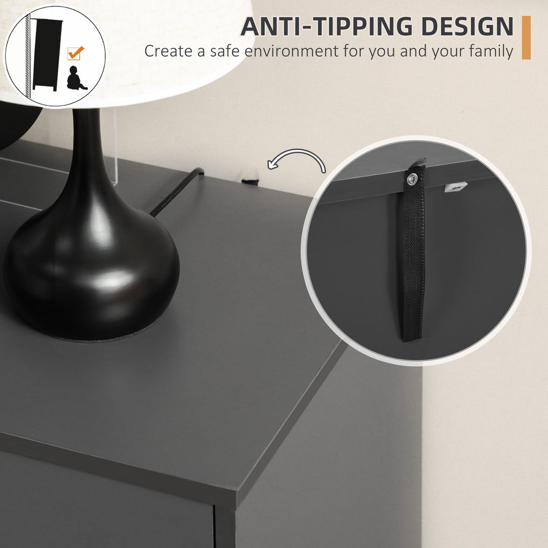 HOMCOM Sideboard Buffet Cabinet with Adjustable Shelves - Dark Grey