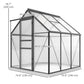 Outsunny 6' x 12' x 6.5' Walk-in Greenhouse, Polycarbonate Greenhouse with Adjustable Roof Vent, Base, Sliding Door, Clear