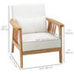 HOMCOM Armchair Upholstered Lounge Chair with Rubber Wood Frame Throw Pillows and Comfortable Cushion, White