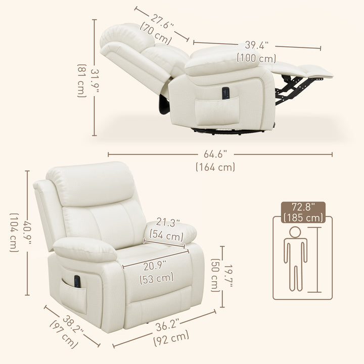 HOMCOM PU Leather Reclining Chair with Vibration Massage Recliner, Swivel Base, Rocking Function, Remote Control, Black