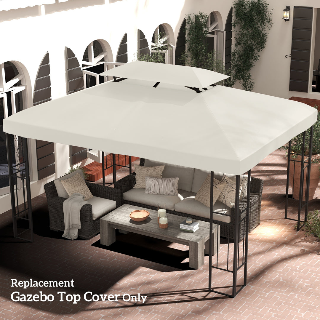 Outsunny 13' x 10' Gazebo Replacement Canopy 2 Tier Top UV Cover Pavilion Garden Patio Outdoor, Grey (TOP ONLY)