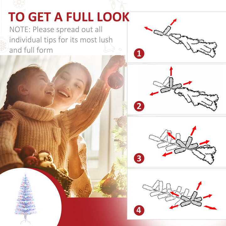 HOMCOM 5ft Xmas Tree Pre-Lit LED Optical Fiber Christmas Tree Artificial Seasonal Decoration w/ Stand Winter Holiday Decor