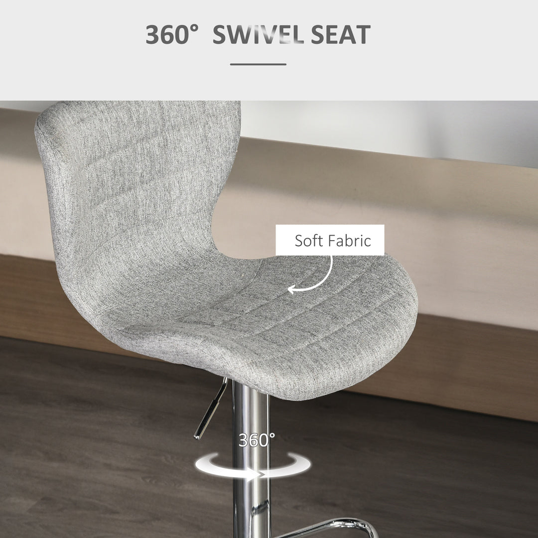 HOMCOM Set of 2 Counter Height Bar Stools Swivel Stool Height Adjustable Bar Chairs with Footrest for Kitchen Dining Home Pub, Grey