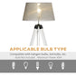 HOMCOM Tripod Floor Lamp, Adjustable Height Wooden Standing Lamp with E26 Lamp Base for Living Room, Bedroom, White and Grey