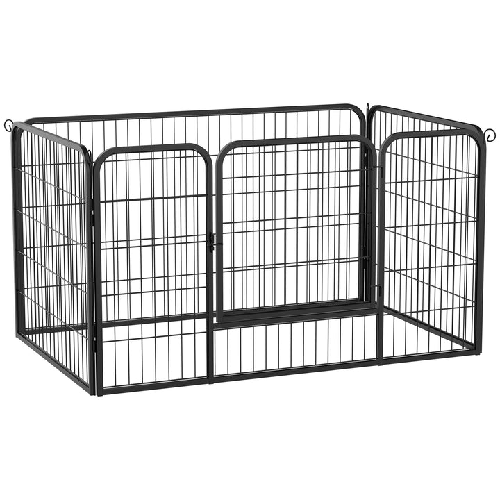 PawHut 32"W 4-Panel Metal Dog Pen Exercise Pet Playpen Dog Indoor/Outdoor Fence, Black