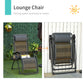 Outsunny Wicker Folding Lounge Chair with Adjustable Backrest, Rattan Recliner Chair with Headrest & Side Table Tray, Grey