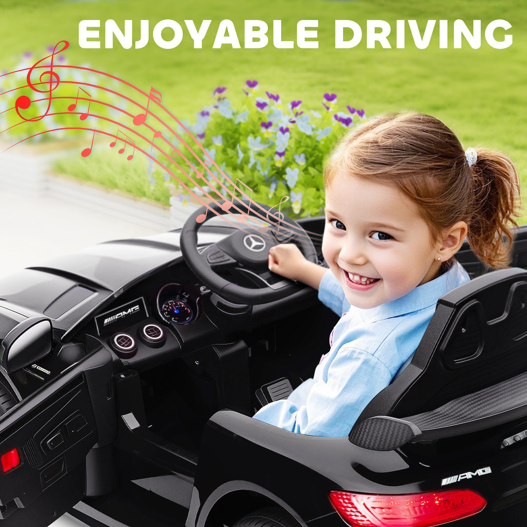 Qaba Mercedes-Benz AMG GTR Licensed 12V Battery Powered Kids Electric Car w/ Remote, Soft Start, Lights, Music Horn, Black