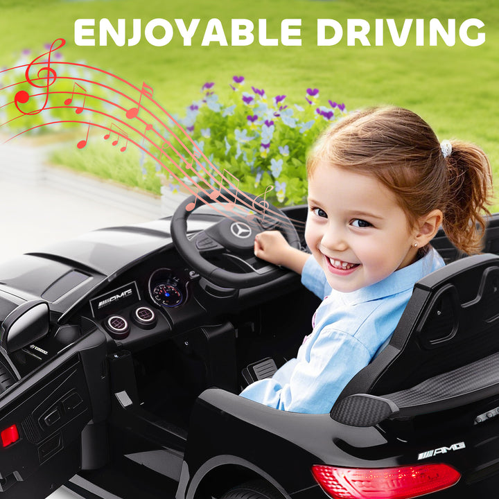 Qaba Mercedes-Benz AMG GTR Licensed 12V Battery Powered Kids Electric Car w/ Remote, Soft Start, Lights, Music Horn, Black