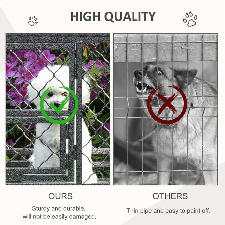 PawHut Heavy Duty Dog Crate w/ Wheels, Openable Top, Removable Tray, Bowl, for Large Dogs-Sized Dogs, 36.4" x 24.4" x 31.1"