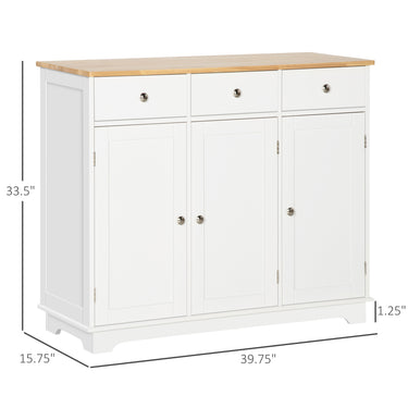 HOMCOM Modern Sideboard, Buffet Cabinet with Storage Cabinets, Drawers and Adjustable Shelves for Living Room, White