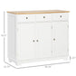 HOMCOM Modern Sideboard, Buffet Cabinet with Storage Cabinets, Drawers and Adjustable Shelves for Living Room, White