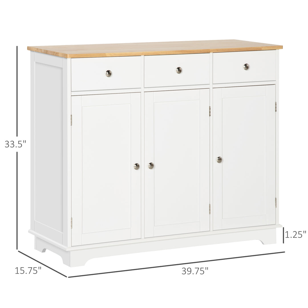 HOMCOM Modern Sideboard, Buffet Cabinet with Storage Cabinets, Drawers and Adjustable Shelves for Living Room, White