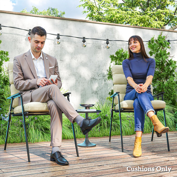 Outsunny 2-Piece Back Seat Cushion Replacement, Outdoor Patio Chair Cushions Set with Ties, Button Tufted, Navy Blue