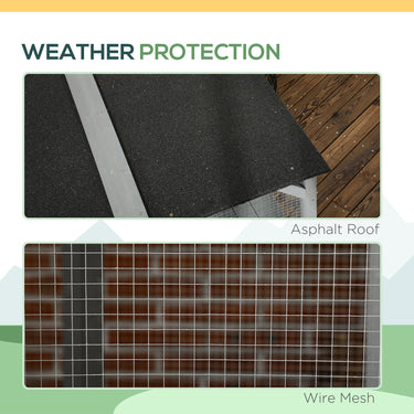 PawHut Wooden Cat Catio, 76"L Walk in Outdoor Cat House with Asphalt Roof, Platforms, Lockable Doors, 3-tier Resting Condo, Observation Window, for 2-3 Cats, Light Grey