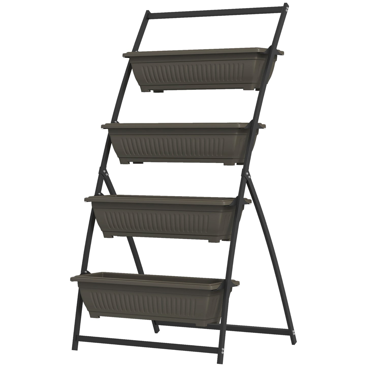Outsunny 4-Tier Vertical Raised Garden Planter with 4 Boxes, Outdoor Plant Stand Grow Container for Vegetable Flowers, Brown