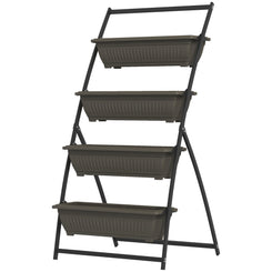 Outsunny 4-Tier Vertical Raised Garden Planter with 4 Boxes, Outdoor Plant Stand Grow Container for Vegetable Flowers, Brown