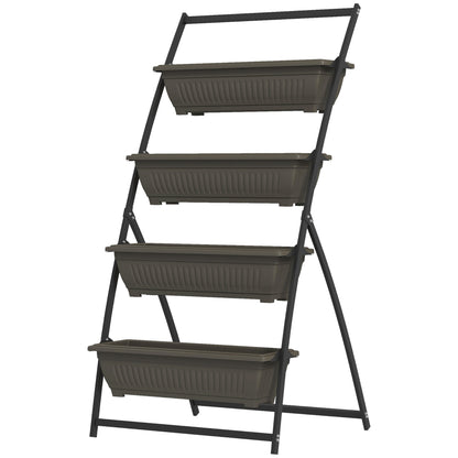 Outsunny 4-Tier Vertical Raised Garden Planter with 4 Boxes, Outdoor Plant Stand Grow Container for Vegetable Flowers, Brown