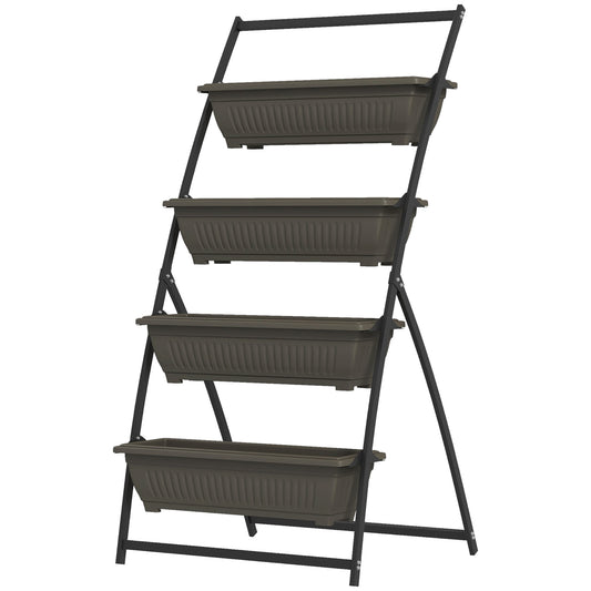 Outsunny 4-Tier Vertical Raised Garden Planter with 4 Boxes, Outdoor Plant Stand Grow Container for Vegetable Flowers, Brown
