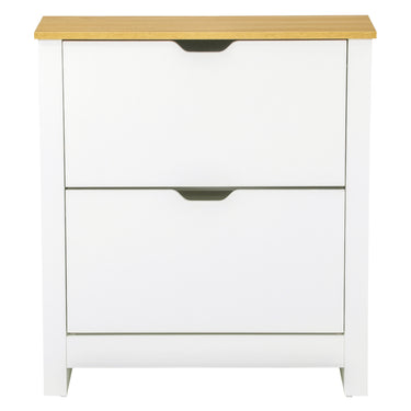 HOMCOM Shoe Storage Cabinet with 2 Flip Drawers and Adjustable Shelves for 6-12 Pairs of Shoes, White