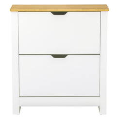 HOMCOM Shoe Storage Cabinet with 2 Flip Drawers and Adjustable Shelves for 6-12 Pairs of Shoes, White