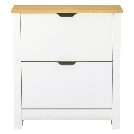 HOMCOM Shoe Storage Cabinet with 2 Flip Drawers and Adjustable Shelves for 6-12 Pairs of Shoes, White