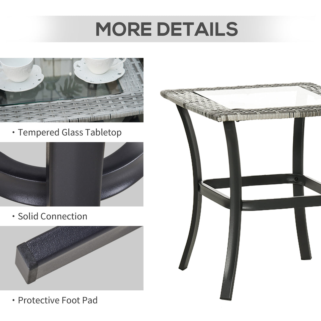 Outsunny 3 Pieces Patio Wicker Rocking Chair Set,  Outdoor PE Rattan Bistro Set Conversation Rocker Set with 2 Chairs 1 Coffee Table for Backyard, Deck, Poolside, Dark Grey