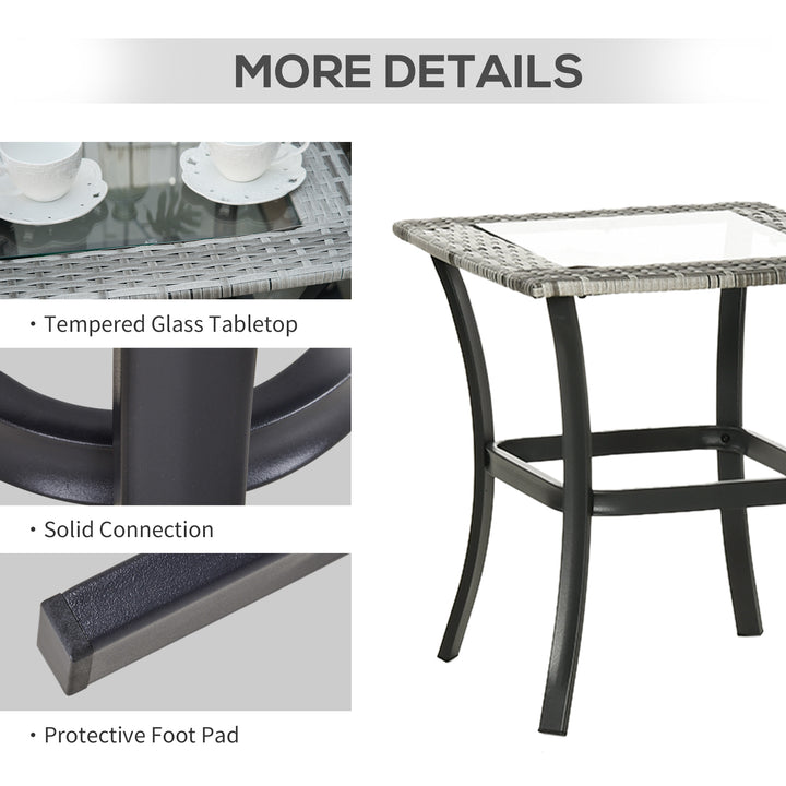 Outsunny 3 Pieces Patio Wicker Rocking Chair Set,  Outdoor PE Rattan Bistro Set Conversation Rocker Set with 2 Chairs 1 Coffee Table for Backyard, Deck, Poolside, Dark Grey