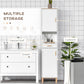 kleankin Bathroom Storage Cabinet with Cupboards and Drawer, Floor Free Standing Linen Tower, Tall Slim Side Organizer Shelves, White