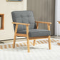HOMCOM Modern Accent Chair with Button Tufted Back, Line-feel Fabric Armchair with Solid Wood Frame for Bedroom, Grey