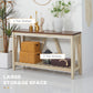 HOMCOM 52" Console Table, Farmhouse Narrow Entryway Table with Storage Shelf, Rustic Sofa Table with Anti-tipper for Living Room and Hallway, Brown