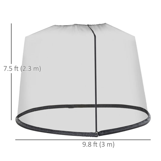 Outsunny Outdoor Patio 7.5ft Umbrella Table Screen Mosquito Bug Net, Garden Large Umbrella Cover Netting with Zippered Door, Black (Mosquito Netting ONLY)