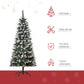 HOMCOM 5ft Decorated Christmas Tree with Red Berries and Pine Cones, Flocked Christmas Tree with Pencil Shape, Green