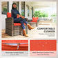 Outsunny 6 Pieces Wicker Patio Furniture Set with Cushions, 7-Seater Rattan Patio Sofa Set with Storage Table, Navy Blue