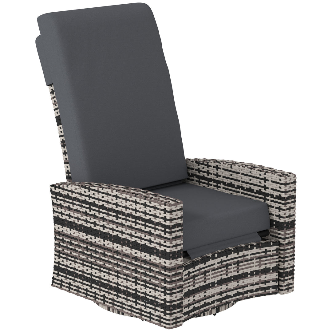 Outsunny Outdoor Rattan Wicker Lounge Chair with Footrest & Soft Cushion for Patio, Garden, Backyard, Sky Blue