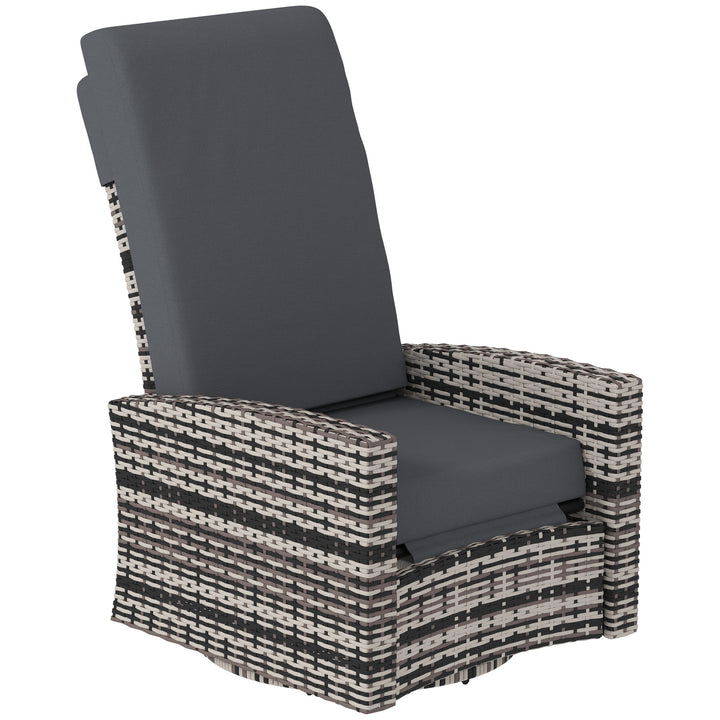 Outsunny Outdoor Rattan Wicker Lounge Chair with Footrest & Soft Cushion for Patio, Garden, Backyard, Sky Blue