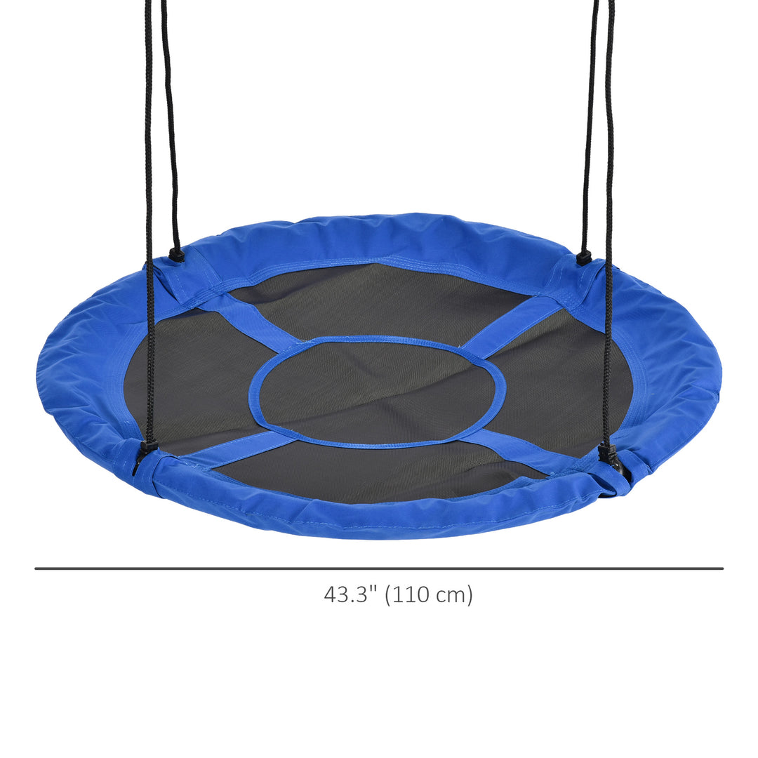 Outsunny 43.25" Saucer Swing, Nest Web Rope Seat with Adjustable Hanging Ropes, for Indoor Outdoor Children 3-12 Years Old, Blue