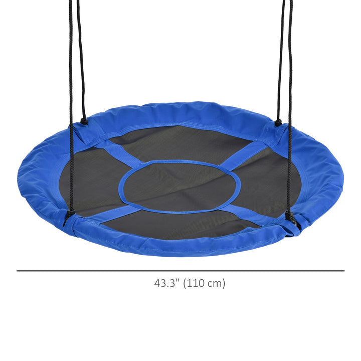 Outsunny 43.25" Saucer Swing, Nest Web Rope Seat with Adjustable Hanging Ropes, for Indoor Outdoor Children 3-12 Years Old, Blue