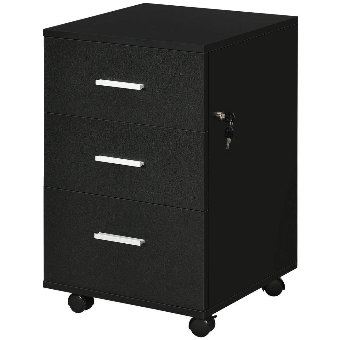 Vinsetto Mobile Filing Cabinet with Wheels, 3 Drawer File Cabinet with Lock and Keys for Home Office, White