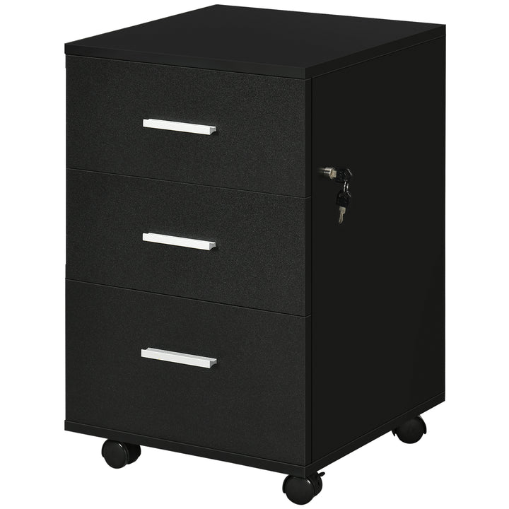 Vinsetto Mobile Filing Cabinet with Wheels, 3 Drawer File Cabinet with Lock and Keys for Home Office, White
