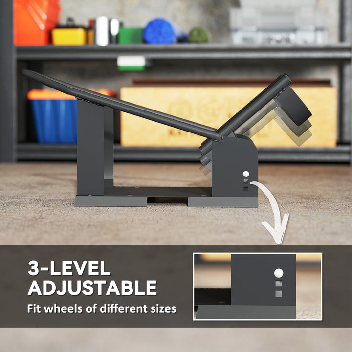 HOMCOM Motorcycle Wheel Chock, 1800 lbs Capacity Heavy Duty Steel Motorcycle Front Wheel Stand for 15"-21" Wheels, Black