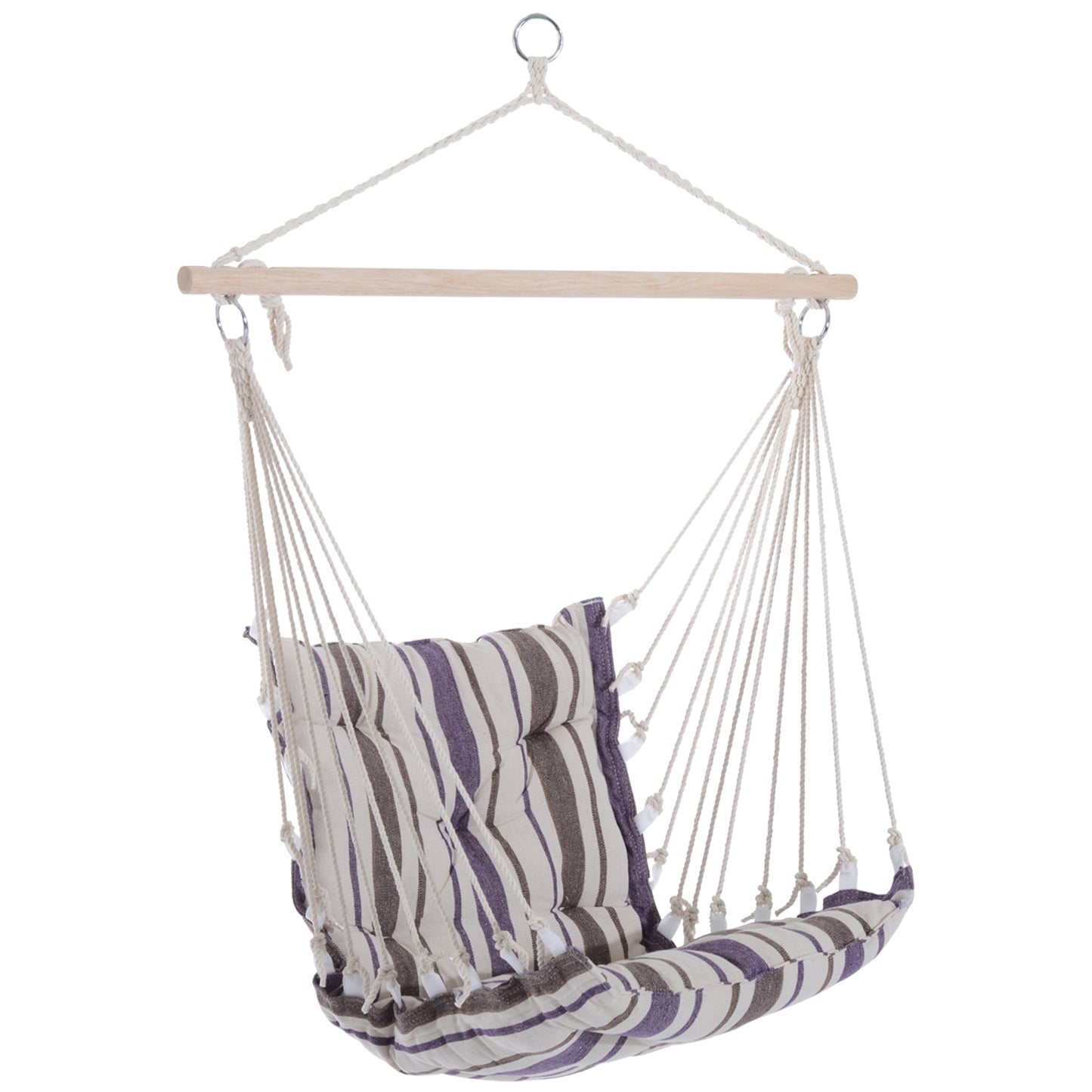 Outsunny Portable Hanging Woven Hammock Seat Rope Swing Chair Sleeping Bed for Outdoor Garden Yard Camping Blue