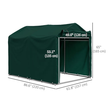 Outsunny Outdoor Storage Shed, UV Resistant Bike Tent with Roll-up Zipper Door, Portable Shed for Bike, Motorcycle, Dark Green
