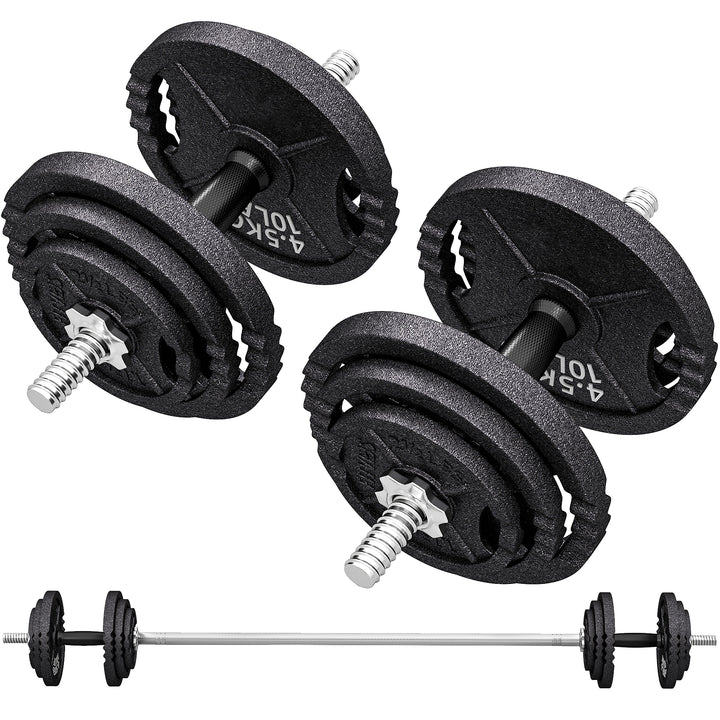 Soozier Adjustable Dumbbell Set, 2 in 1 Weights Dumbbells Set for Home Gym, 112lb Free Weights with Non-Slip Grip