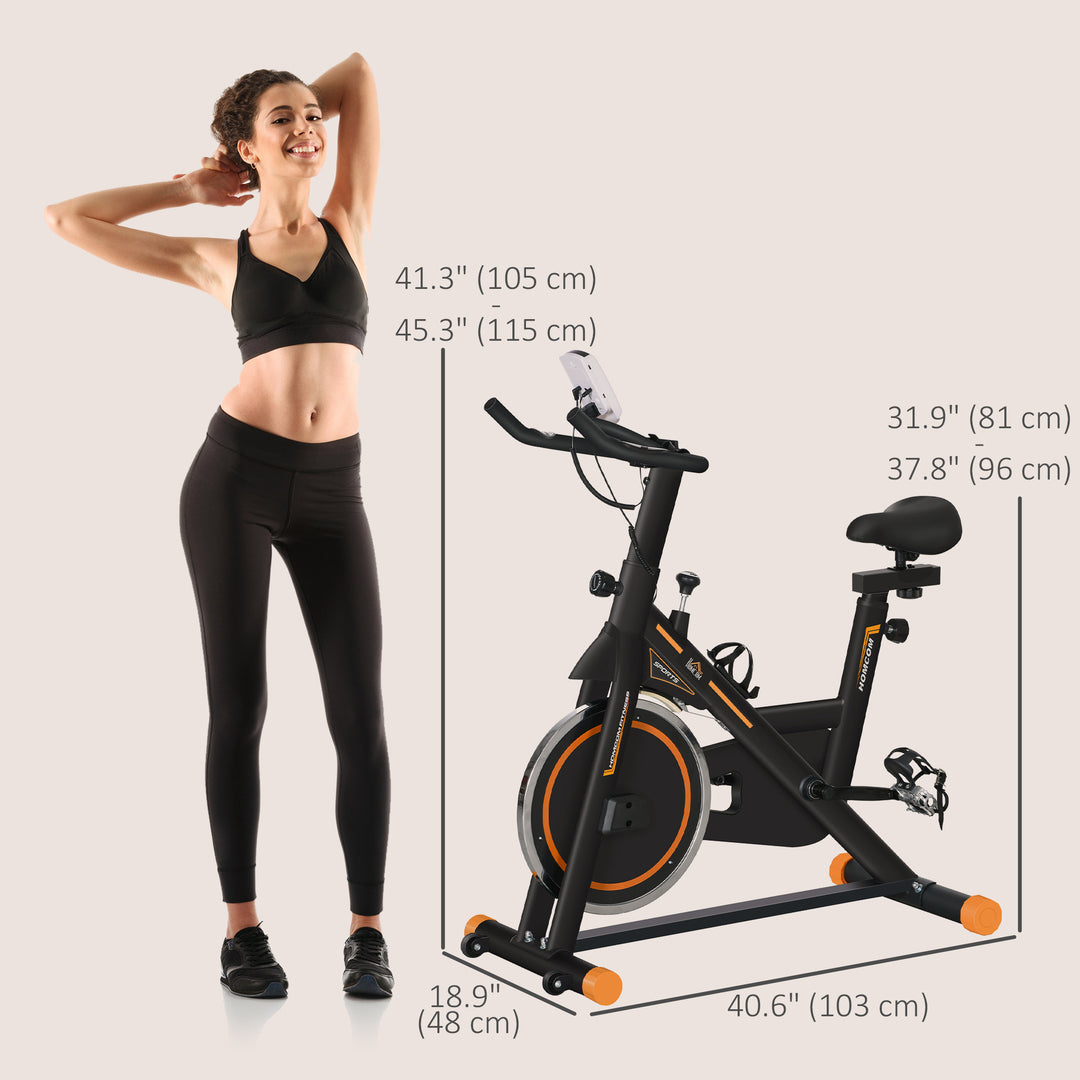 Soozier Upright Stationary Exercise Bike, Cardio Workout Training Bicycle w/ Adjustable Resistance LCD Monitor, Orange