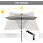 Outsunny 6.5x10ft Patio Umbrella Rectangle Solar Powered Tilt Aluminum Outdoor Market Parasol with LEDs Crank (Turquoise)