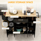 HOMCOM Modern Rolling Kitchen Island Cart with Drawers, Natural Wood Top, Towel Rack, Door Storage Cabinet, White