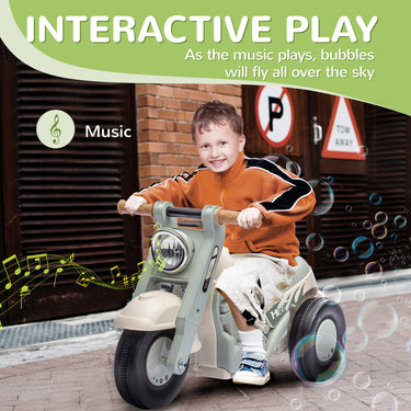 Qaba Foot to Floor Toddler Ride on Toy, Sliding Toddler Car with Music and Bubble, for 2-5 Years Old, Cream White