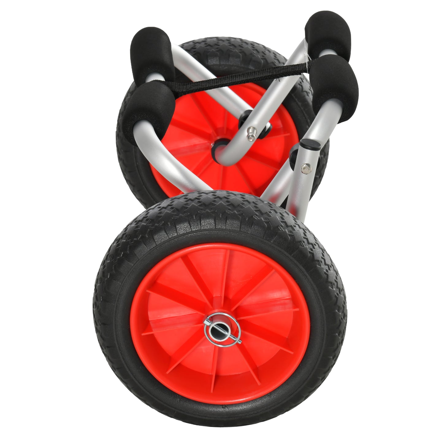 Soozier Foldable Kayak Cart, Aluminum Boat Canoe Carrier Tote Dolly Trolley Transport Trailer NO-Flat Wheel Silver
