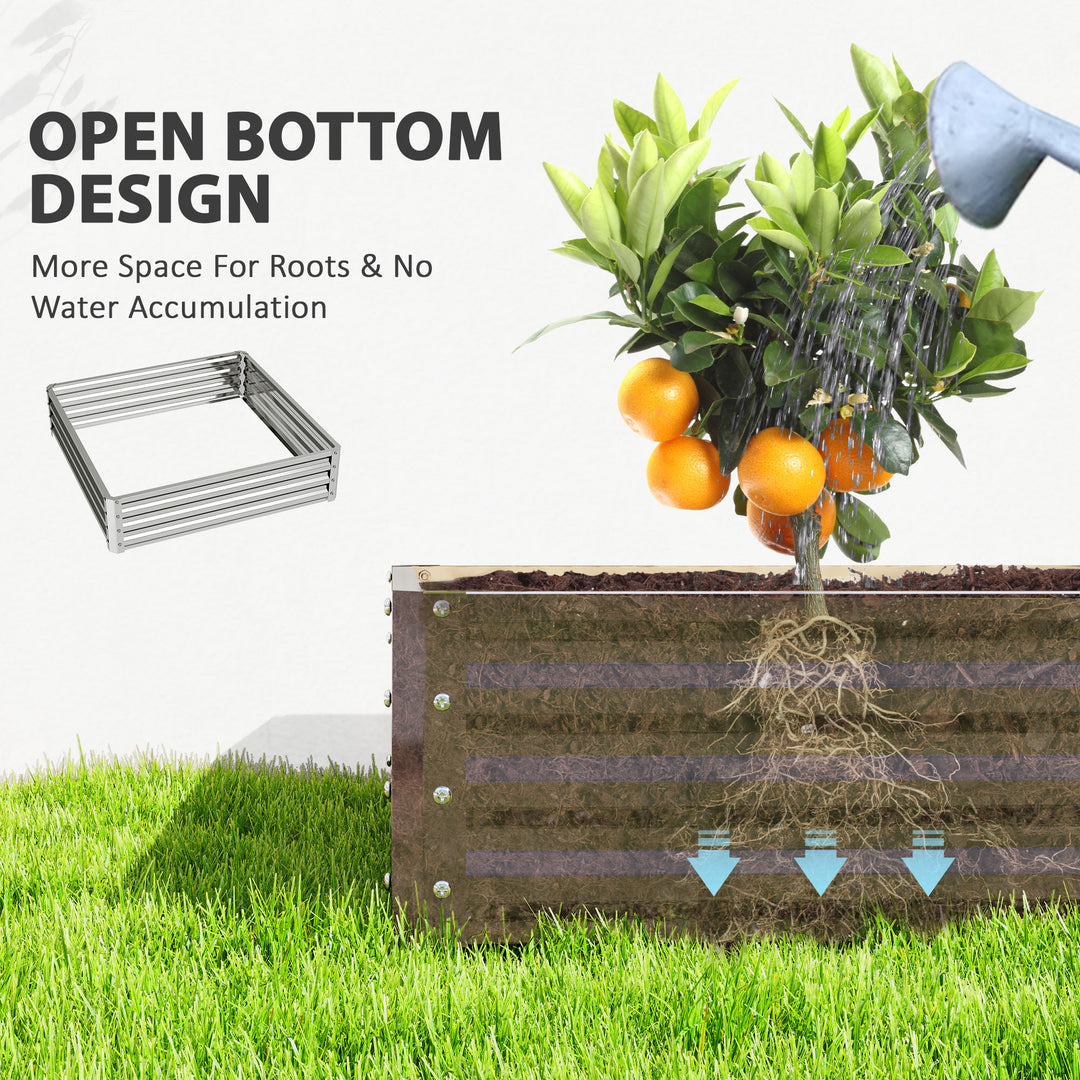 Outsunny 4' x 4' x 1' Raised Garden Bed Galvanized Steel Planter Box for Vegetables, Flowers, Herbs, Green