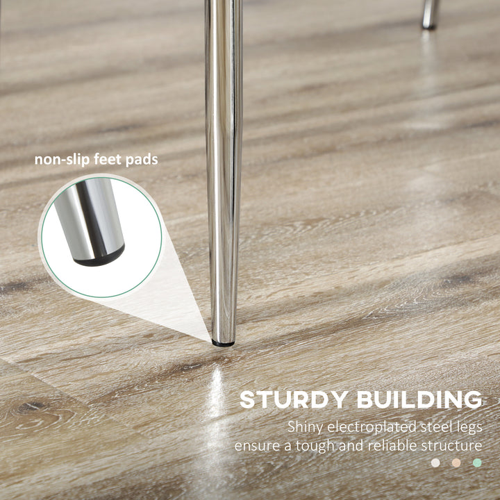 HOMCOM Kitchen Chairs Set of 4, Dining Chairs w/ Faux Leather Upholstery and Steel Legs for Living Room, Dining Room, Grey